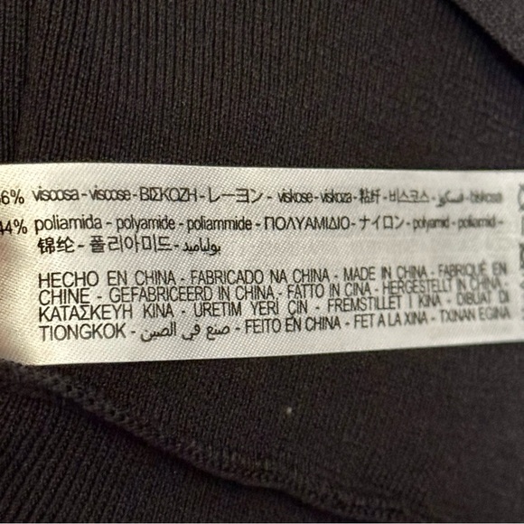 ZARA Rare Textured Open Weave Long Sleeve A Line Black Ribbed Dress size Large - Picture 12 of 12